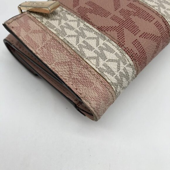 Michael Kors Carmen Ballet Pink Coated Canvas & Leather Trifold Wallet - Picture 7 of 10